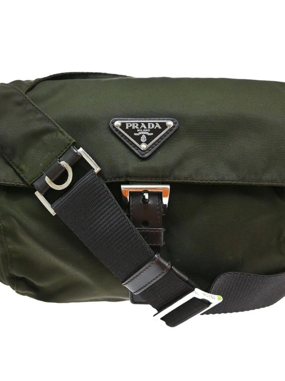 Prada Khaki Nylon Shoulder Bag